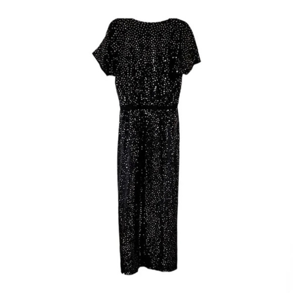 Garnet Hill Black Sequin Maxi Dress Women's Size Small Cotton Blend Sparkles S - Picture 2 of 7